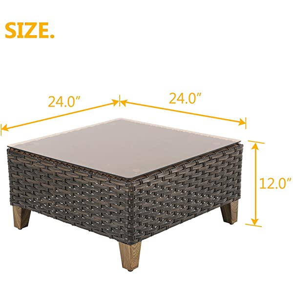 Grand Patio Patio Furniture Coffee Table Outdoor Side Table Glass Black