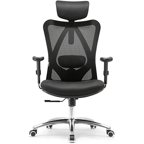 SIHOO Ergonomic Office Chair, Computer Desk Chair with Adjustable Lumbar Support, Comfortable Thick Cushion High Back Desk Chair with Adjustable Headrest and PU armrests(Orange)