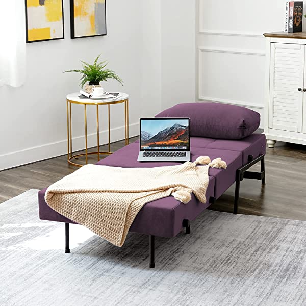 Vonanda Sofa Bed, Folding Velvet Sleeper Sofa, Modern Sleeper Chair Bed with Hidden Legs and Sturdy Frame for Small Living Space, Velvet Hunter Green