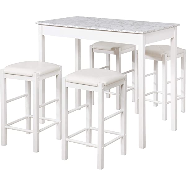 Linon Black 3 Piece Faux Marble Tavern Set