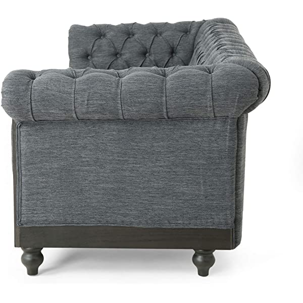 Christopher Knight Home Castalia Sofas, Midnight Black + Dark Brown Midnight Black + Dark Brown Birch Wood