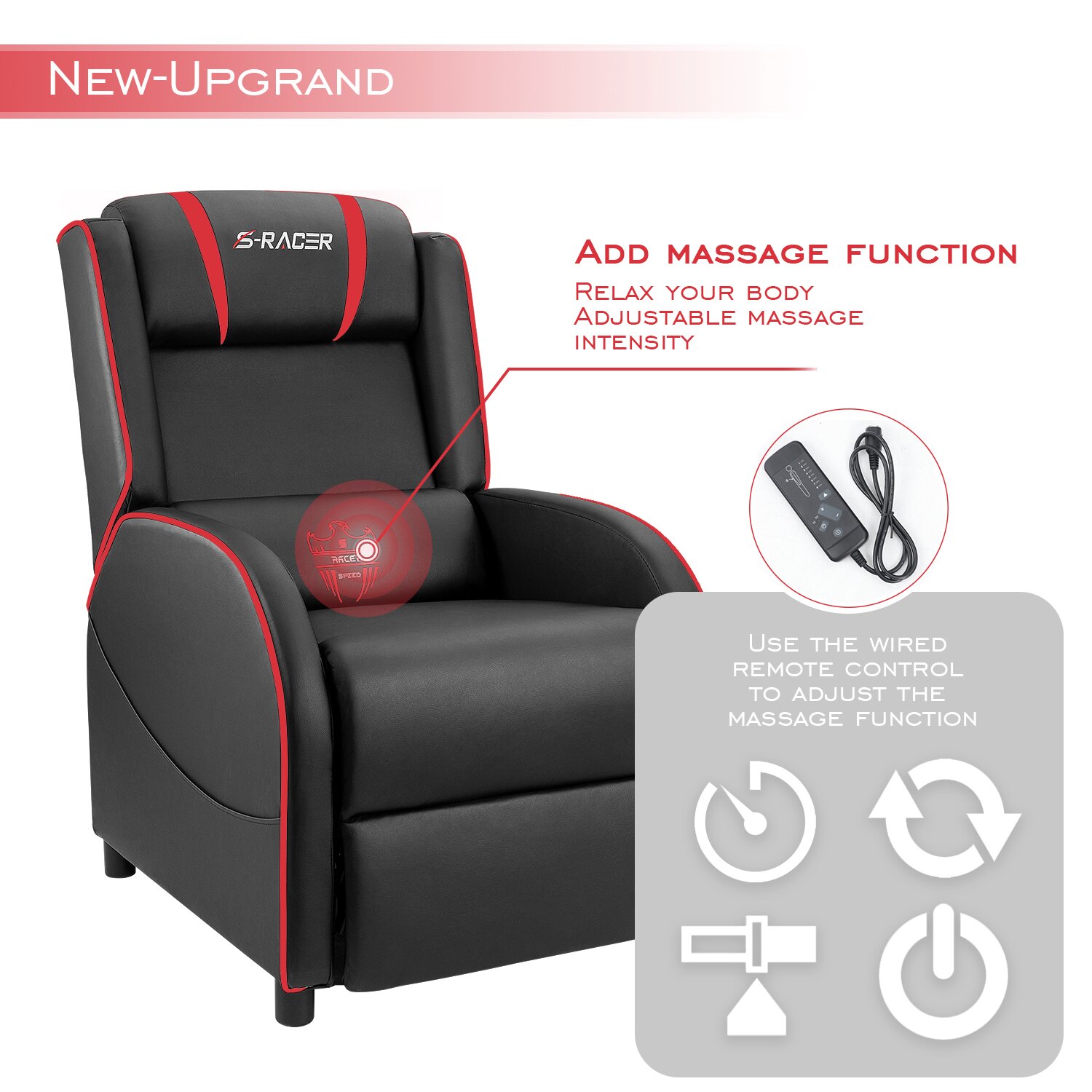 【Furniture】Faux Leather Reclining Massage Chair