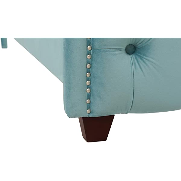 Jennifer Taylor Home Marcella Collection Queen Wingback Tufted Hand-Applied Nail Heads Upholstered Bed, Antique White Antique White Queen