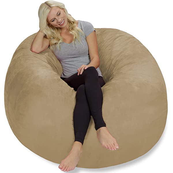 Chill Sack Bean Bag Chair: Giant 5' Memory Foam Furniture Bean Bag - Big Sofa with Soft Micro Fiber Cover - Navy Microsuede - Navy