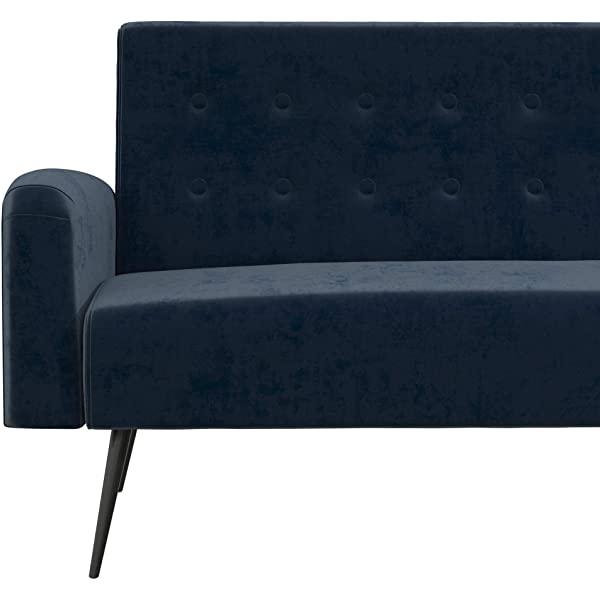 Novogratz 2360379N Z Stevie, Convertible Sofa Bed Couch, Ivory Velvet Futon