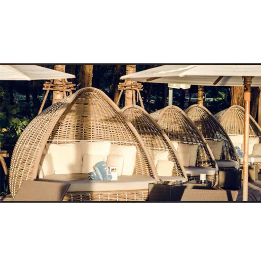 【Home&Garden】Outdoor leisure bed beach bed rattan bed sofa birdcage garden rattan chair indoor furniture rattan bed round bed recliner