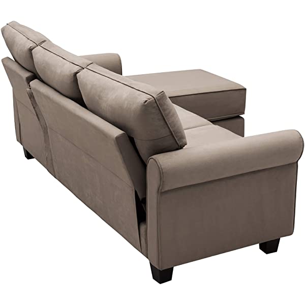 Nolany Reversible Sectional Sofa Couch for Small Apartment L Shape Sofa Couch 3-seat Sectional Couch (Dusty Grey)