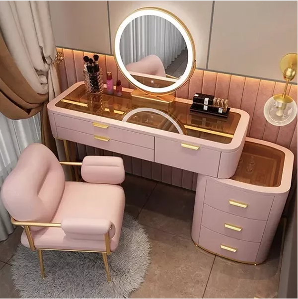 GLASS DRESSING TABLE LIGHT LUXURY LUXURY BEDROOM MODERN MINIMALIST MAKEUP TABLE STORAGE CABINET