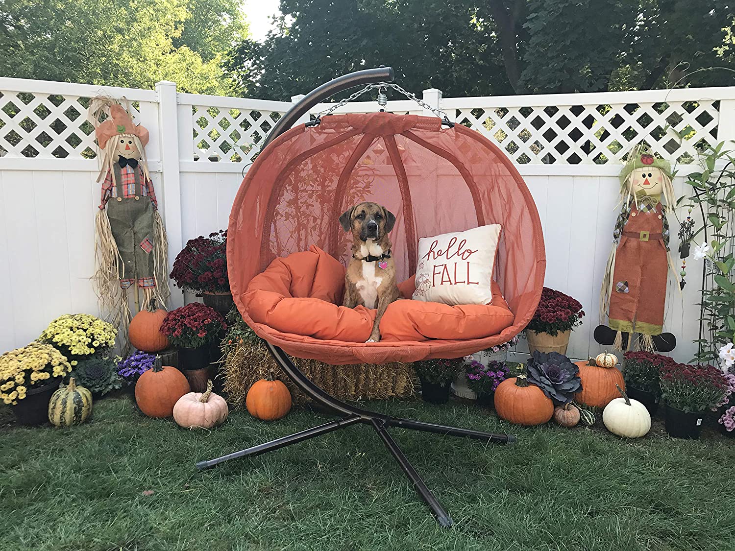 【Home&Garden】Hanging Pumpkin Loveseat Chair with Stand