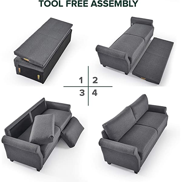 ZINUS Josh Loveseat Sofa / Easy, Tool-Free Assembly, Beige Beige Loveseat Sofa