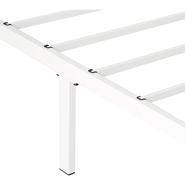 Zinus Geraldine 12 inch White Metal Platform Bed Frame with Headboard and Footboard / Premium Steel Slat Support / Mattress Foundation, Full White Full Bed Frame