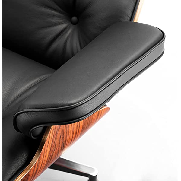 Mid Century Lounge Chair and Ottoman, Modern Chair Classic Design, Top Grain Leather Palisander Wood, Heavy Duty Base Support for Living Room, Study, Lounge, Office (Nomal, Style1-1) Nomal Style1-1