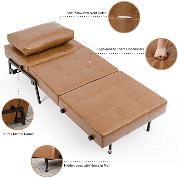 Vonanda Sofa Bed, Folding Velvet Sleeper Sofa, Modern Sleeper Chair Bed with Hidden Legs and Sturdy Frame for Small Living Space, Velvet Hunter Green