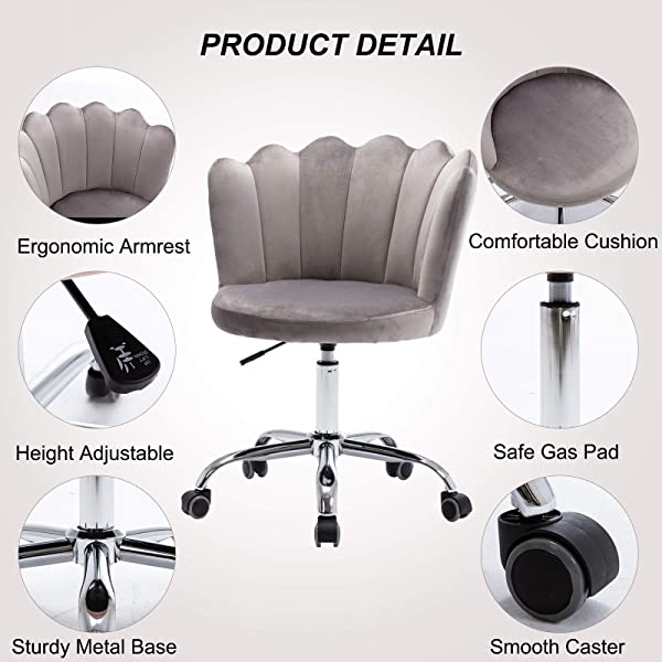 MTFY Modern Home Office Swivel Chair, Shell Desk Chair with Adjustable Height, Upholstered Ergonomic Computer Desk Chair Leisure Task Chair Accent Armchair for Office, Living Room,Bedroom (Beige)