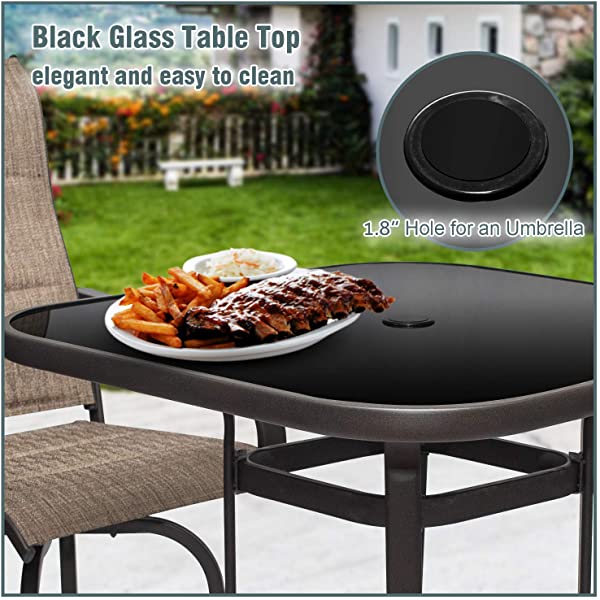 Will-Mall Patio Furniture Swivel Bar Chairs Set of 2, Outdoor High Bistro Stools, Textilene Fabric Bar Height Patio Chairs, for Lawn, Backyard and Garden (2 Bar Chairs)