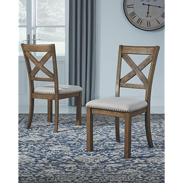 Signature Design by Ashley Dining Table, Sommerford, Summerford & Design - Sommerford Dining Side Chair - Set of 2 - Casual - Brown Upholstery - Black Wood Frame Sommerford Table + Dining Side Chair, Black Wood Frame