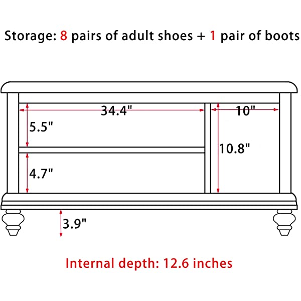 K KELBEL Shoe Rack & Shoe Bench & Shoe Cabinet & Boot Organizing Detachable Cushion with Hidden Storage Compartment,Large Size XX-Large(Upgrade Classic Shoe Cabinet)