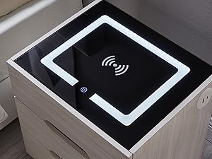 nightstand with wireless charging