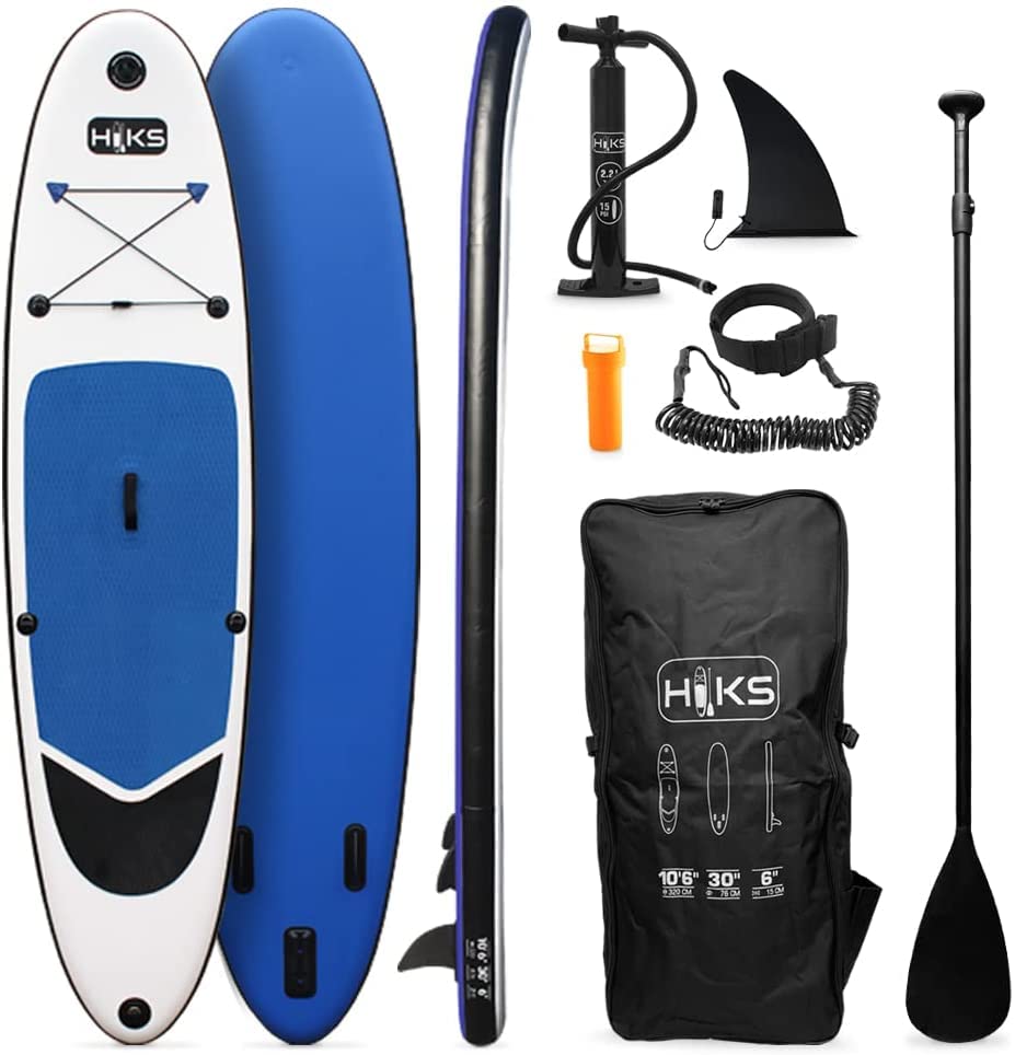【Sports&Outdoors】【BS】SUP Inflatable Stand Up Paddle Board Set Inc Paddle, Pump, Backpack & Leash