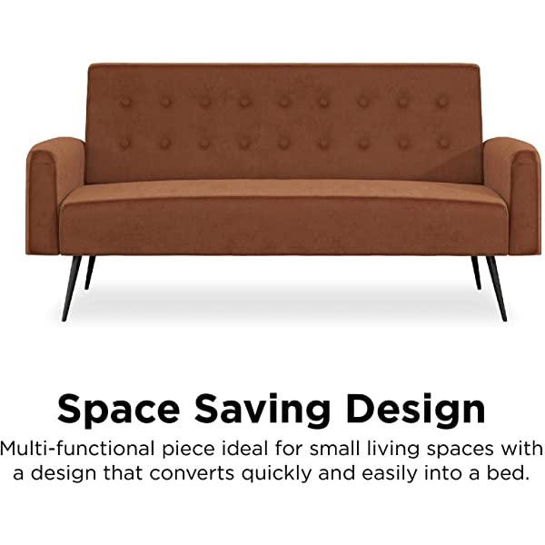 Novogratz 2360379N Z Stevie, Convertible Sofa Bed Couch, Ivory Velvet Futon