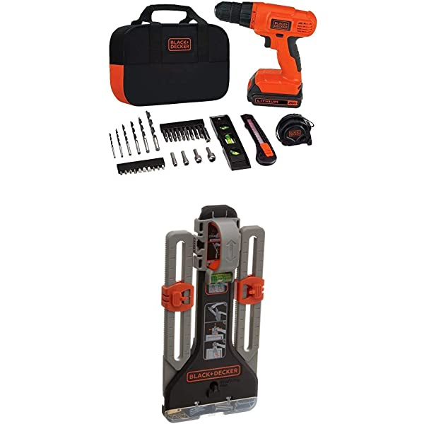 BLACK+DECKER 20V MAX Drill & Home Tool Kit, 34 Piece (BDCD120VA) , Orange Drill Project Kit