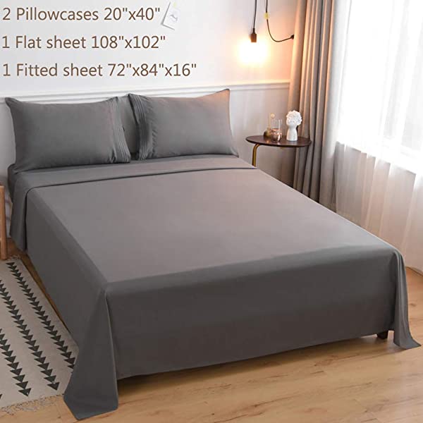 LBRO2M Bed Sheet Set Queen Size 16 Inches Deep Pocket 1800 Thread Count 100% Microfiber Sheet,Bedding Super Soft Comfortable, Cool Warm,4 Piece（Dark Grey） Dark Grey Queen