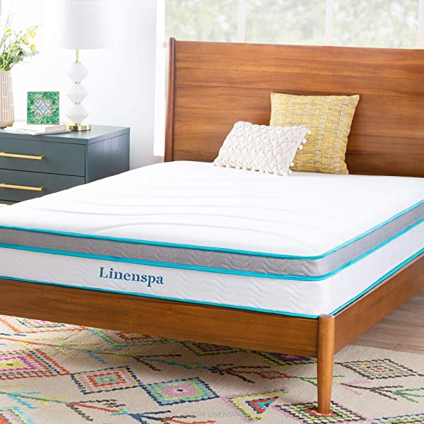 Linenspa 8 Inch Memory Foam and Innerspring Hybrid Medium-Firm Mattress -Full Mattress Full 8 Inch Mattress Only