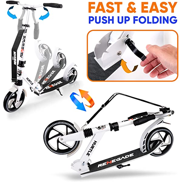 Hurtle Scooter – Scooter for Teenager – Kick Scooter – 2 Wheel Scooter with Adjustable T-Bar Handlebar – Folding Adult Kick Scooter with Alloy Anti-Slip Deck Pink