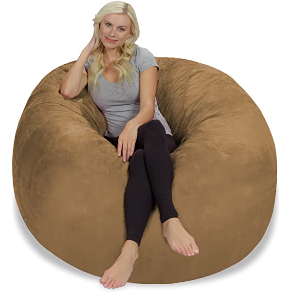 Chill Sack Bean Bag Chair: Giant 5' Memory Foam Furniture Bean Bag - Big Sofa with Soft Micro Fiber Cover - Navy Microsuede - Navy