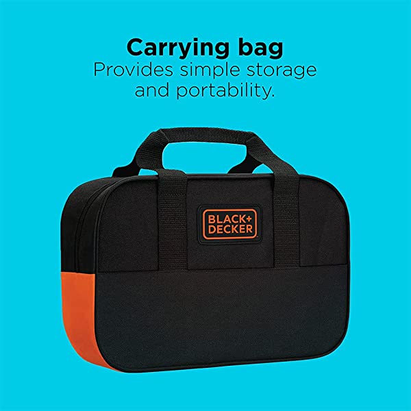 BLACK+DECKER 20V MAX Drill & Home Tool Kit, 34 Piece (BDCD120VA) , Orange Drill Project Kit