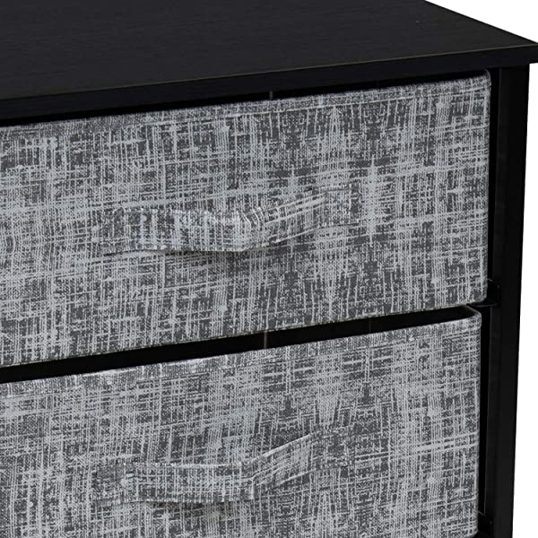 Sorbus Nightstand with 3 Drawers - Bedside Furniture & Accent End Table Chest for Home, Bedroom Accessories, Office, College Dorm, Steel Frame, Wood Top, Easy Pull Fabric Bins (Gray) Grey