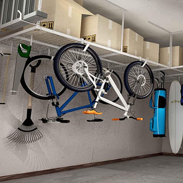 FLEXIMOUNTS 4x8 Overhead Garage Storage Rack Adjustable Ceiling Garage Rack Heavy Duty, 96