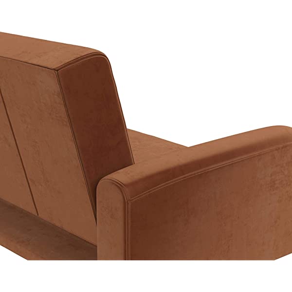 Novogratz 2360379N Z Stevie, Convertible Sofa Bed Couch, Ivory Velvet Futon