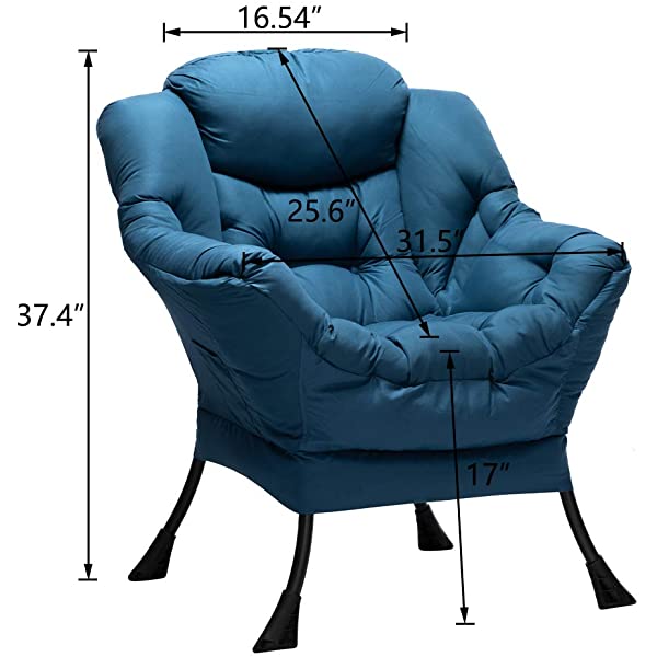 AbocoFur Modern Large Cotton Fabric Lazy Chair，Accent Contemporary Lounge Chair, Single Steel Frame Leisure Sofa Chair with Armrests and A Side Pocket, Beige