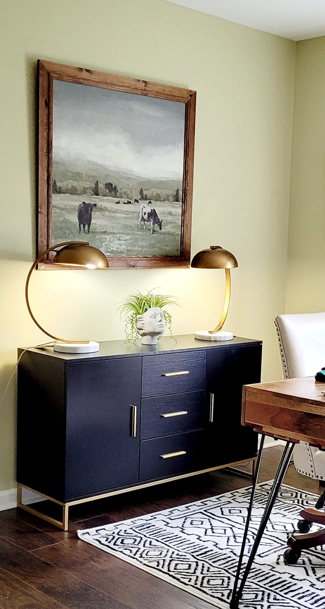 【Furniture】Buffet Sideboard with 3 Drawers & 2 Doors Storage, Buffet Cabinet Sideboard Credenza Coffee Bar Cabinet