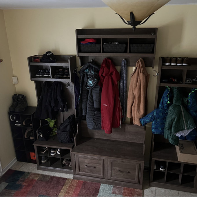 【Furniture】Woodland 88.23'' Wide Hall Tree with Bench and Shoe Storage