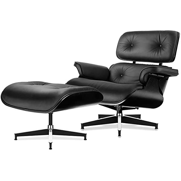 Mid Century Lounge Chair and Ottoman, Modern Chair Classic Design, Top Grain Leather Palisander Wood, Heavy Duty Base Support for Living Room, Study, Lounge, Office (Nomal, Style1-1) Nomal Style1-1