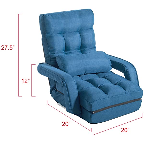 Harper&Bright Designs Folding Lazy Sofa Floor Chaise Lounge Chair Futon with Back Support, Beige