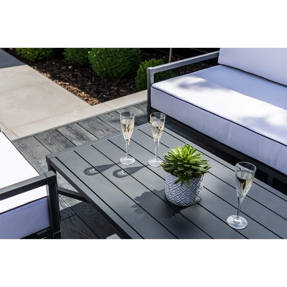 Garden furniture in aluminium, 4 pieces in Anthracite Grey – Knot Sofa Set