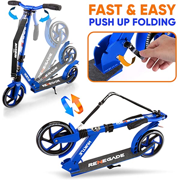 Hurtle Scooter – Scooter for Teenager – Kick Scooter – 2 Wheel Scooter with Adjustable T-Bar Handlebar – Folding Adult Kick Scooter with Alloy Anti-Slip Deck Pink