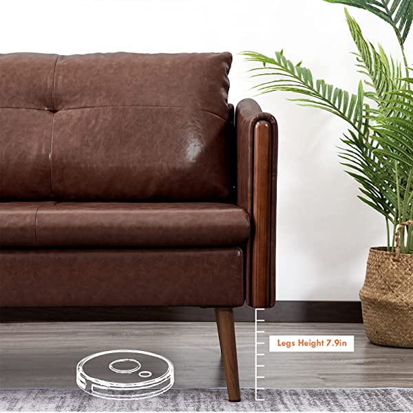 Vonanda Faux Leather Sofa Couch, Modern Tufted 3-Seater Sofa with Clean Lines and Upholstered Artificial Leather for Compact Living Space, Chestnut Brown 3-seater sofa Chestnut Brown