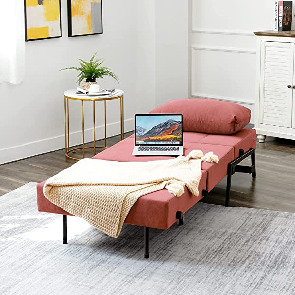 Vonanda Sofa Bed, Folding Velvet Sleeper Sofa, Modern Sleeper Chair Bed with Hidden Legs and Sturdy Frame for Small Living Space, Velvet Hunter Green