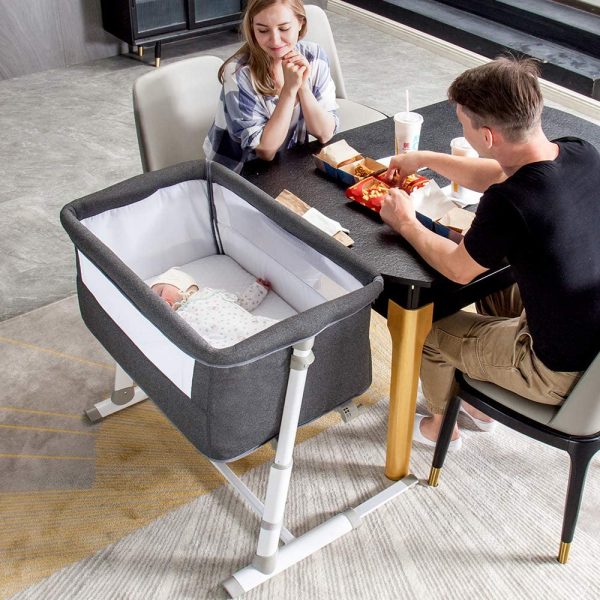 Baby cradle, RONBEI bedside bed, baby crib bed, adjustable portable bed, suitable for babies/baby boys/baby girls/newborns