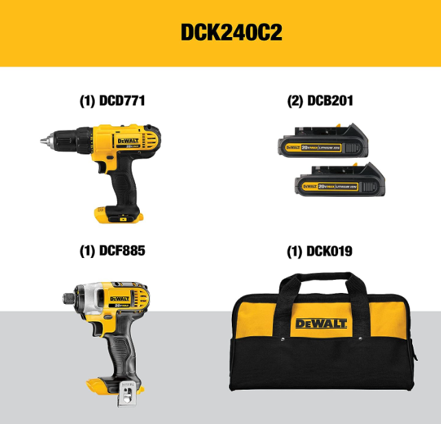 DEWALT Kit combiné d'outils électriques 20 V MAX, 6 outils.