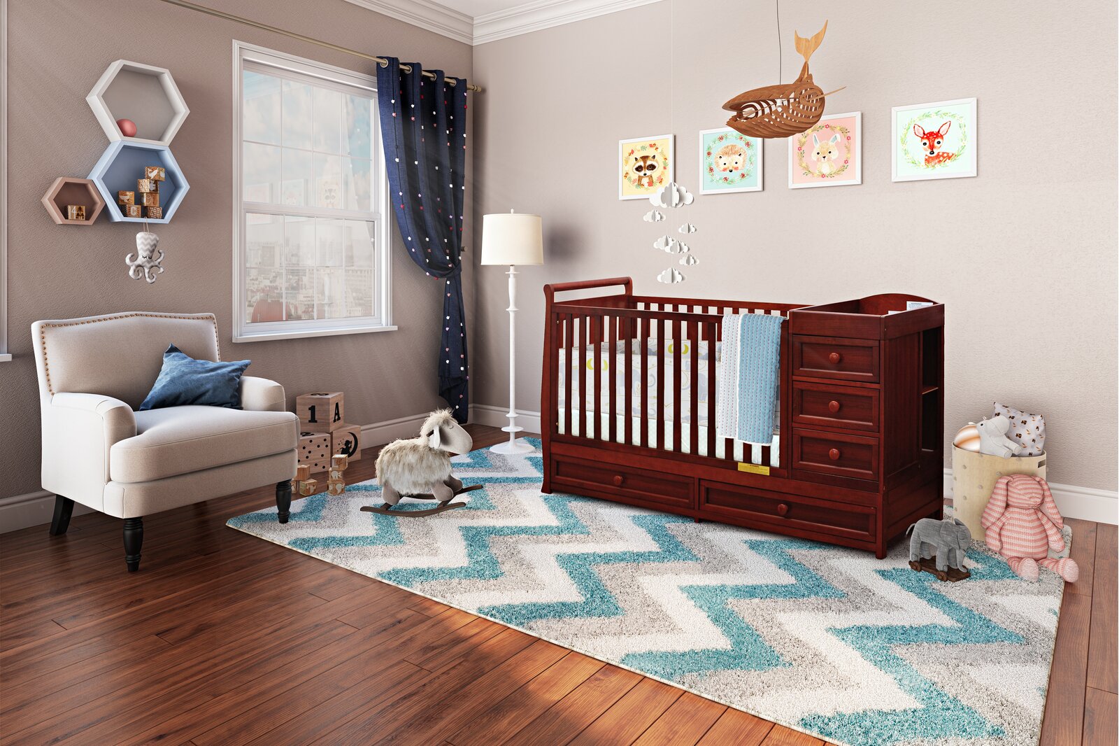 【Baby&Kids】Brnaba 2-in-1 Convertible Crib and Changer