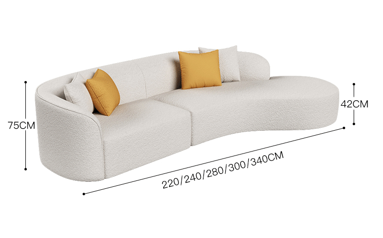 Nordic modern light luxury style designer beauty salon creative arc shaped special-shaped Italian minimalist living room fabric sofa