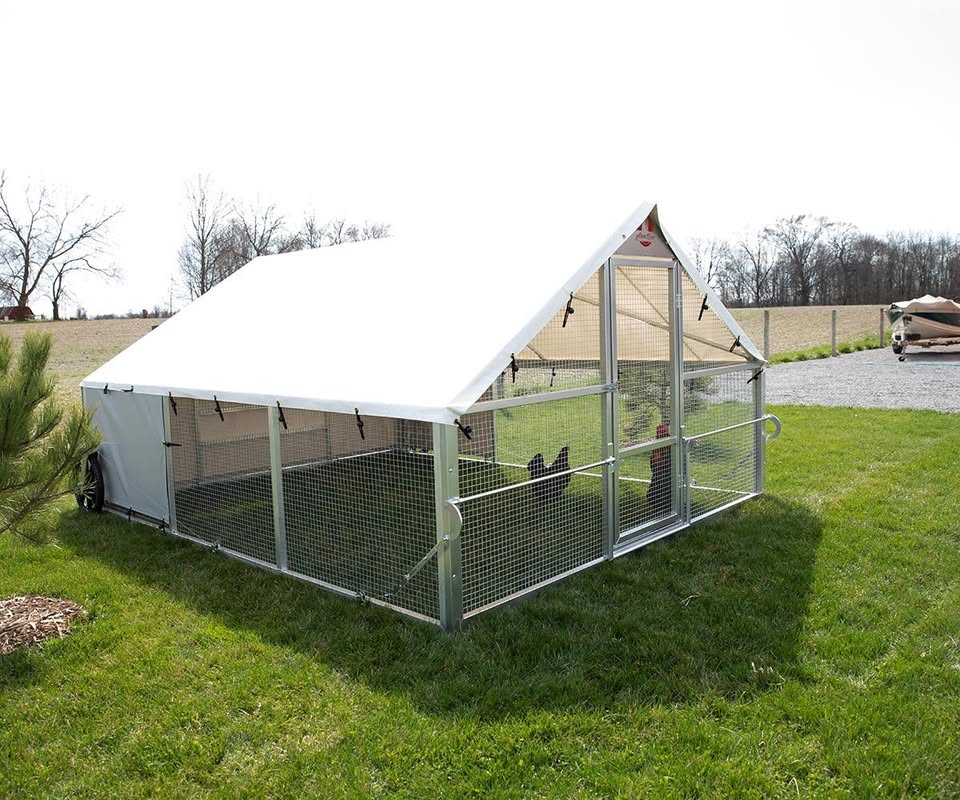 Chicken Coop, Large Metal Walk-in Poultry Cage Kenne with Waterproof Cover