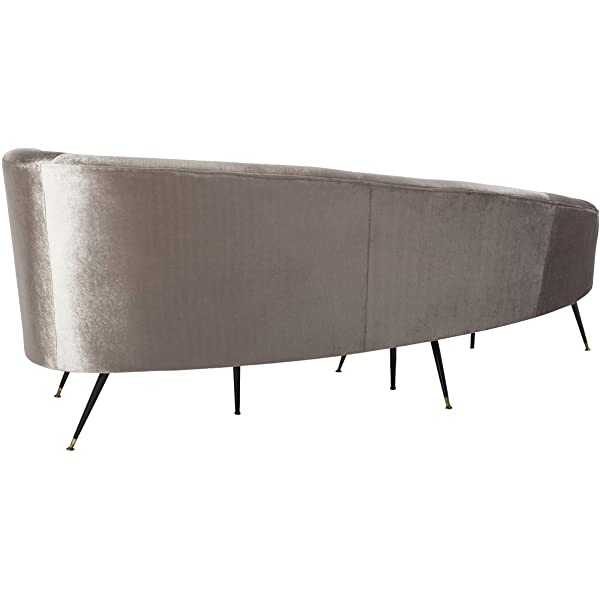 Safavieh Couture Home Evangeline Modern Glam Champagne Velvet and Black Parisian Sofa Champagne/Black