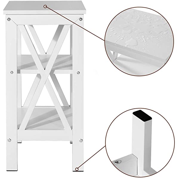 VECELO Modern Versatile Nightstands X-Design Side End Table Night Stand Storage Shelf with Bin Drawer for Living Room Bedroom, Brown+Black Brown+black Modern